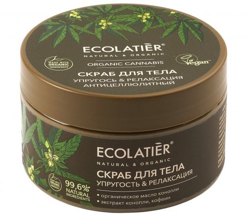 Ecolatier Organic Cannabis Скраб антицеллюлитный для тела Упругость и релаксация 300мл