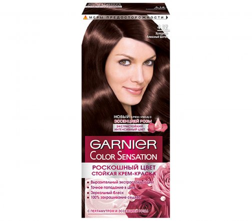 Garnier Color Sensation Роскошь цвета Крем-краска для волос 4.12 Холодный алмазный шатен