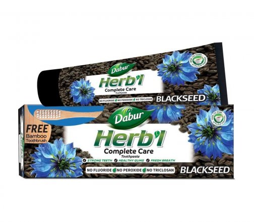 Dabur Herb'l Паста зубная для комплексного ухода с семенами черного тмина+Зубная щетка бамбук 150гр