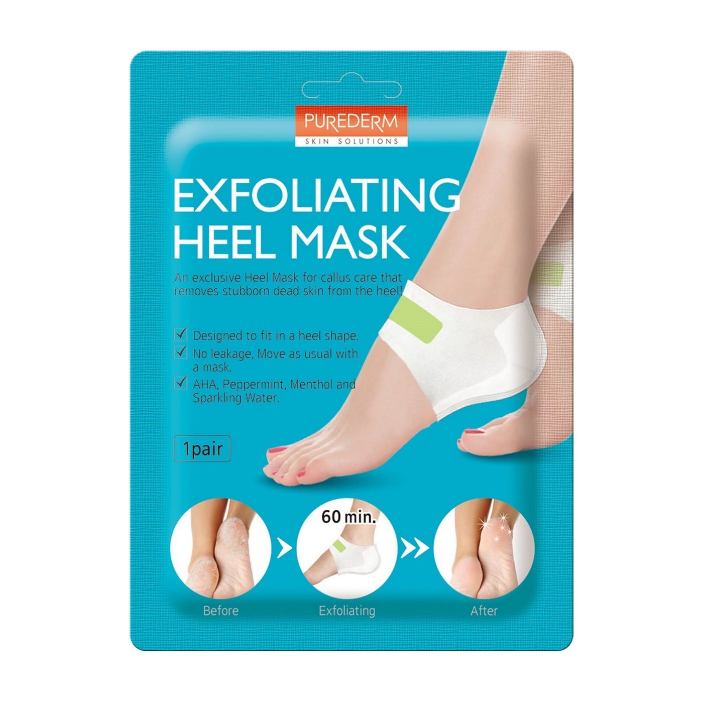 Пилинг-маска для пяток Purederm Exfoliating Heel Mask 1 пара(18 гр)