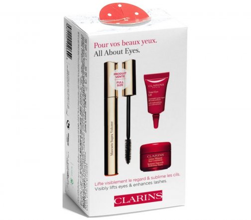 Clarins All About Eyes Набор Тушь 01+Концентрат для кожи вокруг глаз 3мл+База под макияж 4мл