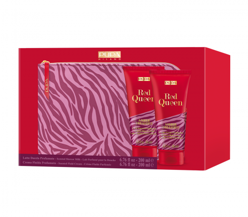 Pupa Набор Red Queen Amber Treasure Set Молочко для душа+Крем для тела+Косметичка