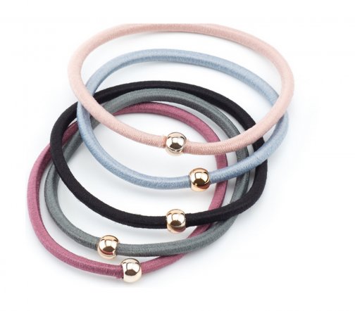 Dewal Beauty Резинки для волос Цветные с бусинками Midi 5шт DBR69