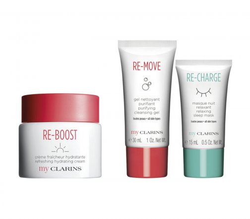 Clarins My Clarins Набор Гель очищающий 30мл+Крем тонизирующий 50мл+Маска ночная 15мл