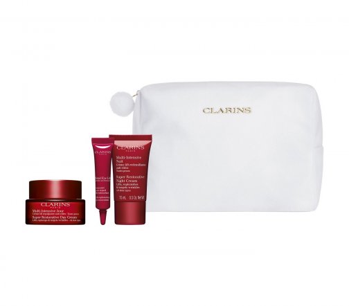 Clarins Multi-Intensive Набор для восстанавливающего антивозрастного ухода за кожей лица+Косметичка