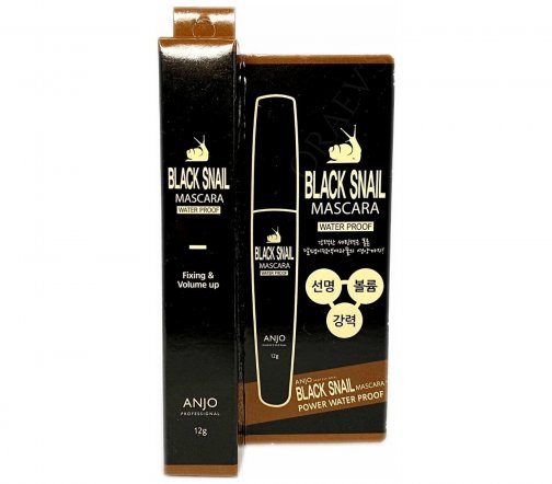 Anjo Professional Black Snail Тушь водостойкая для ресниц с муцином улитки 12гр