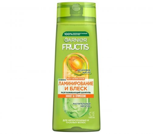 Garnier Fructis Шампунь разглаживающий Ламинирование и блеск с аргановым маслом