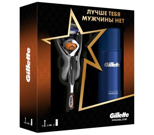 Gillette Men Набор Fusion Станок ProGlide Flexball с 1 сменной кассетой+Гель для бритья 75мл