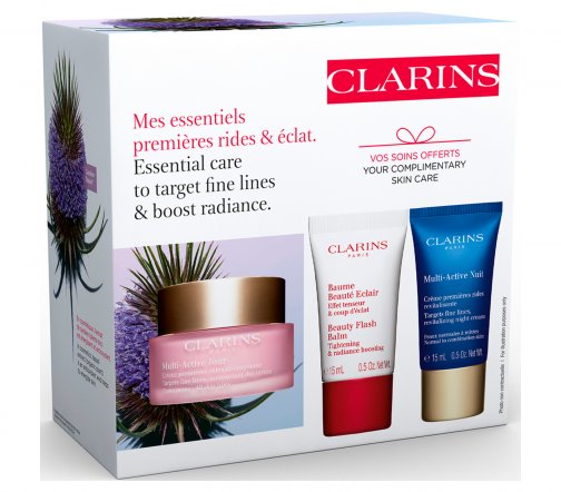 Clarins Multi-Active Набор для антивозрастного ухода за кожей лица в косметичке