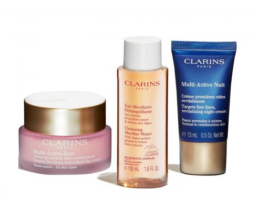Clarins Extra-Firming Набор Сыворотка Double Serum 50мл+Крем дневной 15мл+Крем ночной 15мл+Сыворотка