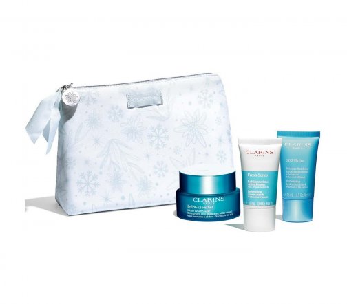 Clarins Hydra-Essentiel Набор Крем увлажняющий 50мл+Крем отшелушивающий 15мл+Маска 15мл+Косметичка