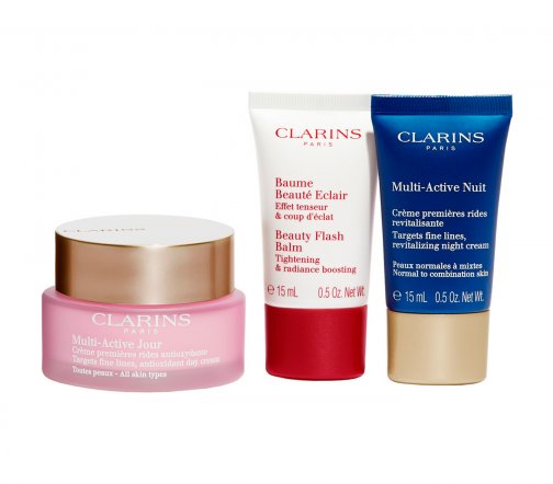 Clarins Multi-Active Набор Бальзам для лица 15мл+Крем дневной 50мл+Крем ночной 15мл