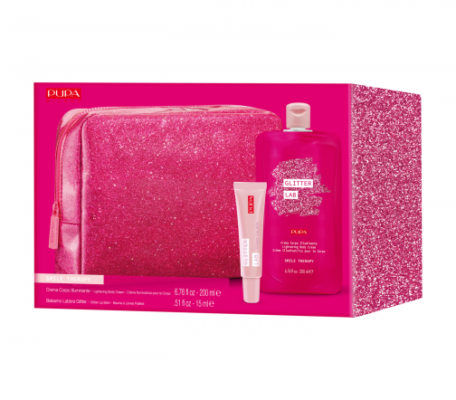 Pupa Набор Glitter Lab Smile Therapy Set II Крем для тела+Бальзам для губ+Косметичка