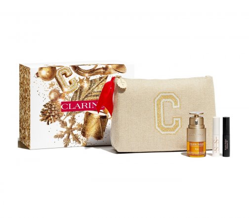 Clarins Набор Сыворотка вокруг глаз 20мл+Праймер для ресниц 3мл+Тушь 3мл+Косметичка