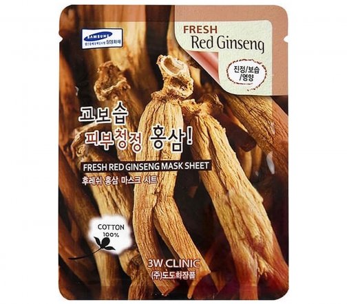 3W Clinic Fresh Маска тканевая для лица Red Ginseng 23мл