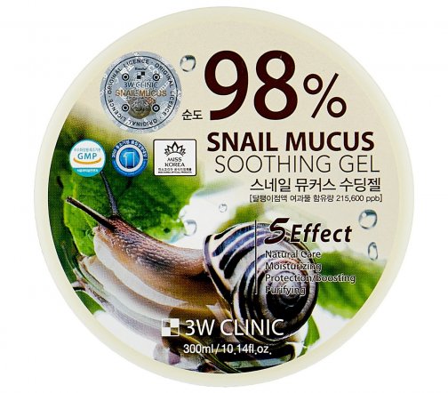 3W Clinic Snail Mucus Гель универсальный для лица и тела на основе 98% муцина улитки 300мл