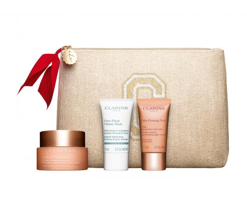Clarins Extra-Firming Набор Крем дневной 50мл+Криомаска для лица 15мл+Крем ночной 15мл+Косметичка