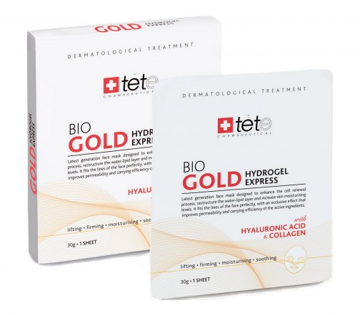 Tete Маска коллагеновая моментального действия с коллоидным золотом Bio Gold Hydrogel 1саше