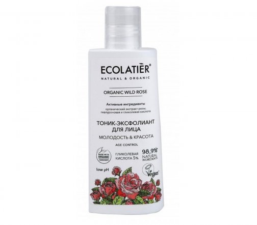 Ecolatier Organic Wild Rose Тоник-эксфолиант для лица Молодость и красота 250мл