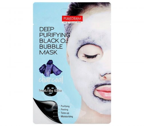 Purederm Deep Purifying O2 Bubble Mask Маска кислородная для лица Древесный уголь 20гр