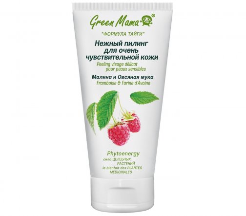 Green Mama Формула Тайги Пилинг для очень чувствительной кожи Малина и Овсяная мука 100мл