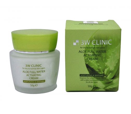 3W Clinic Aloe Full Water Крем для лица с экстрактом алоэ 50мл