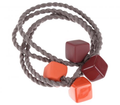 Dewal Beauty Резинки для волос Цветные кубики мини 2шт Оранжево-бордовый DBR3837-2