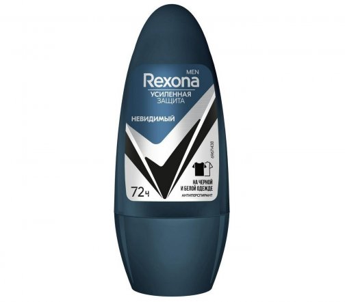 Rexona Men Усиленная защита Дезодорант-антиперспирант ролик Невидимый на черном и белом 50мл