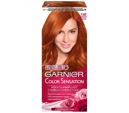 Garnier Color Sensation Роскошь цвета Крем-краска для волос 7.40 Янтарный Ярко-рыжий
