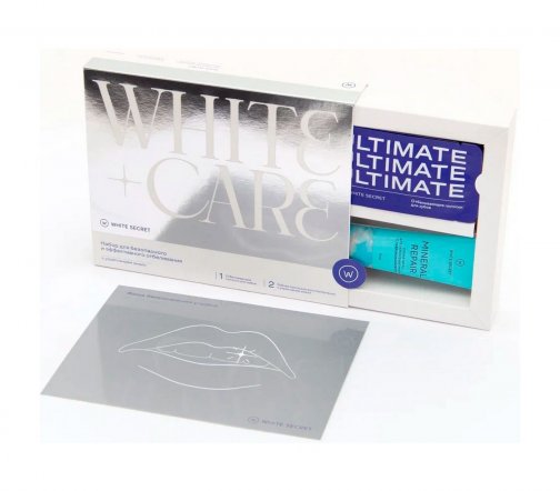 White Secret Набор White&Care Полоски Ultimate 10шт+Зубная паста Mineral Repair 75мл