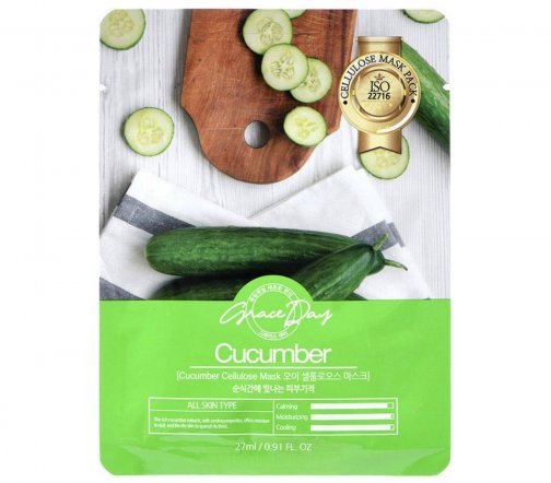 Grace Day Cucumber Маска-салфетка тканевая для лица с экстрактом огурца 27мл
