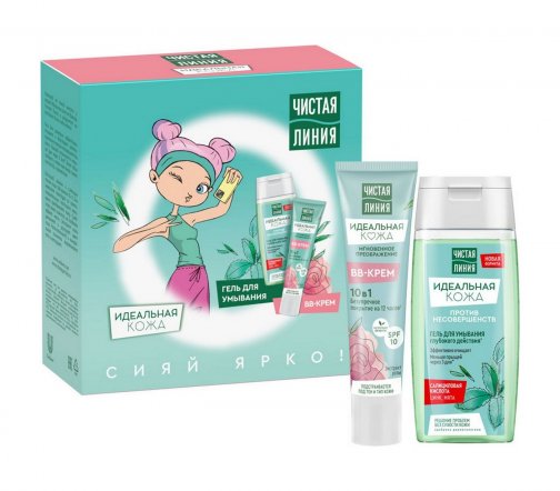 Чистая Линия Набор Идеальная кожа Гель для умывания 100мл+ВВ-крем 10в1 40мл