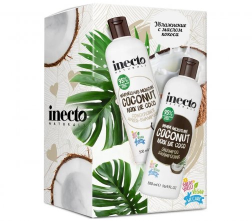 Inecto Naturals Набор Увлажнение с маслом кокоса Шампунь 500мл+Кондиционер 500мл