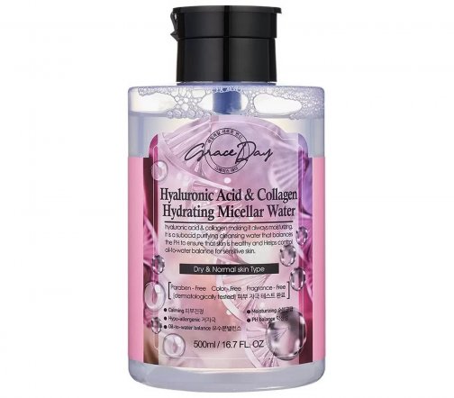 Grace Day Hyaluronic Вода мицеллярная для снятия макияжа с гиалуроновой кислотой и коллагеном 500мл