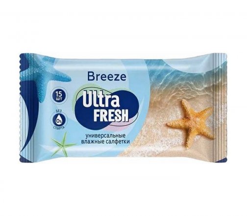 Ultra Fresh Салфетки влажные универсальные Breeze 15шт
