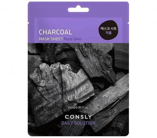 Consly Daily Solution Маска тканевая с древесным углем 25мл