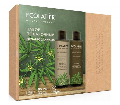 Ecolatier Organic Cannabis Набор Шампунь 200мл+Бальзам для волос 200мл