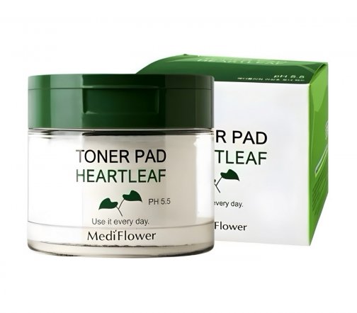 Medi Flower Heartleaf Тонер пэды увлажняющие для лица с экстрактом хауттюйнии 60шт