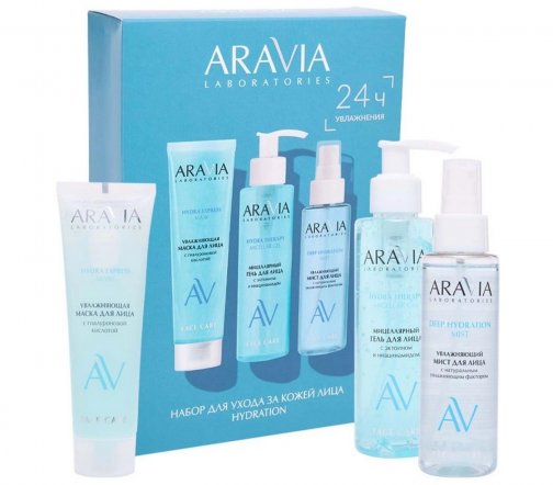 Aravia Laboratories Набор Hydration Гель для умывания 200мл+Мист для лица 110мл+Маска для лица 100мл
