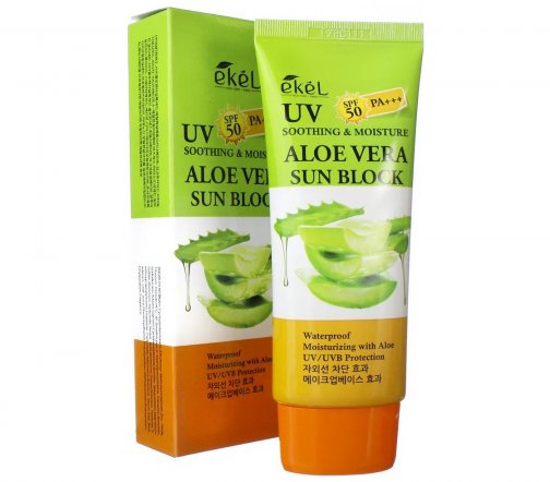 Ekel UV Aloe Vera Sun Block SPF50 Крем солнцезащитный для лица с экстрактом алое 70мл