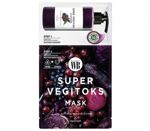Wonder Bath Super Vegitoks Purple Маска тканевая Система двухступенчатая с детокс-эффектом 3мл+25мл
