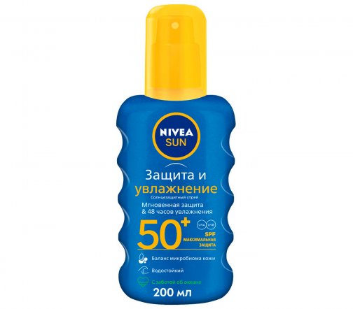 Nivea Sun Спрей солнцезащитный увлажняющий для тела Защита и Увлажнение SPF50+ 200мл