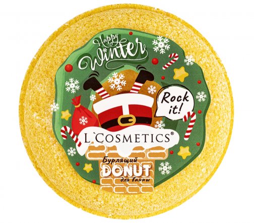 L'Cosmetics Happy Winter Donut Шар бурлящий для ванны Манго в сливках 160гр