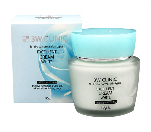 3W Clinic Excellent White Крем для лица осветляющий 50г