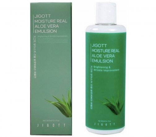 Jigott Moisture Real Aloe Vera Эмульсия увлажняющая с экстрактом алоэ 300мл