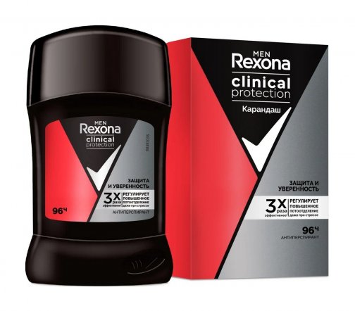 Rexona Men Clinical Protection Дезодорант-антиперспирант стик Защита и уверенность 50мл
