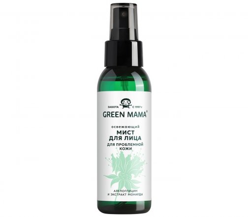 Green Mama Мист освежающий для проблемной кожи лица Азелоглицин и экстракт монарды 100мл