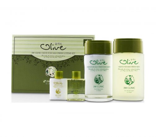 3W Clinic Men Olive Fresh Набор средств по уходу за кожей для мужчин