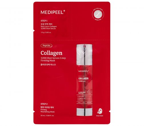 Medi-Peel Red Lacto Collagen Peptide 3000 Маска тканевая двухступенчатая для упругости и сияния кожи