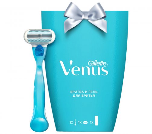 Gillette Venus Набор Станок бритвенный с 1 сменной кассетой+Гель для бритья Satin Care 75мл